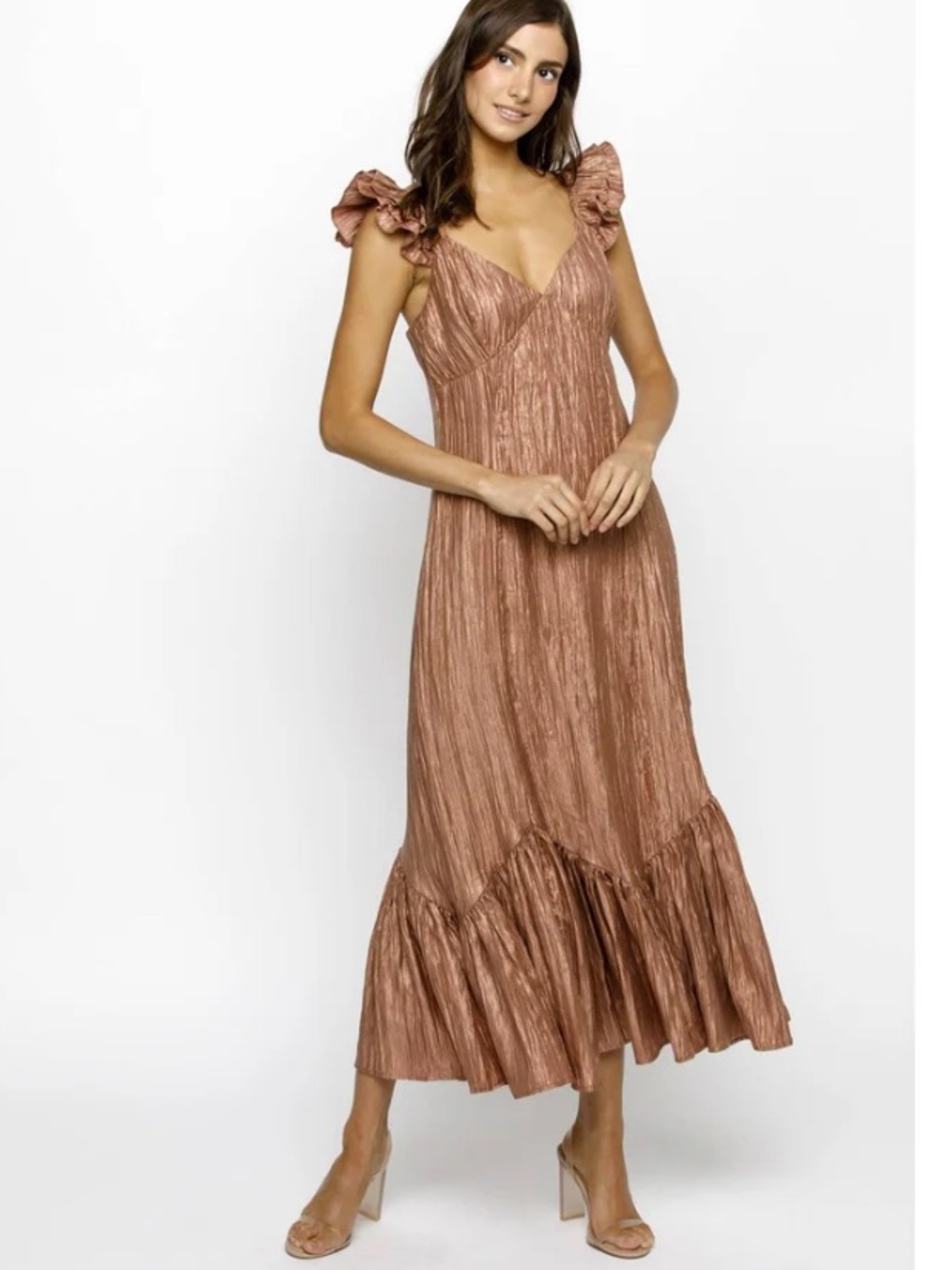 Astoria Brick foil metallic midi dress S